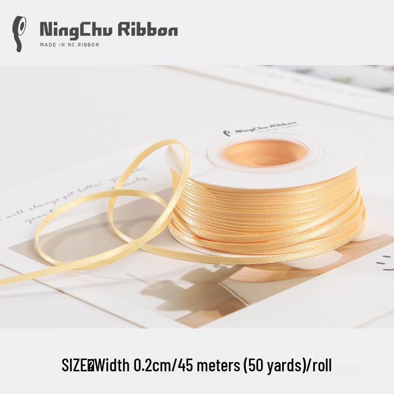 Двусторонняя атласная лента 2 мм для закладки, свадебных бантов и подарочной упаковки