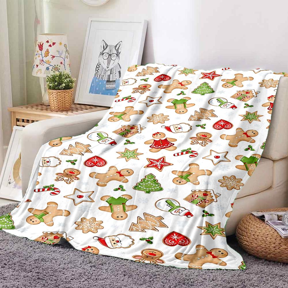 1Pc Christmas Holiday Icons Set Blanket Soft And Comfortable Casual Warm Camping Travel Christmas Halloween Gift M91740