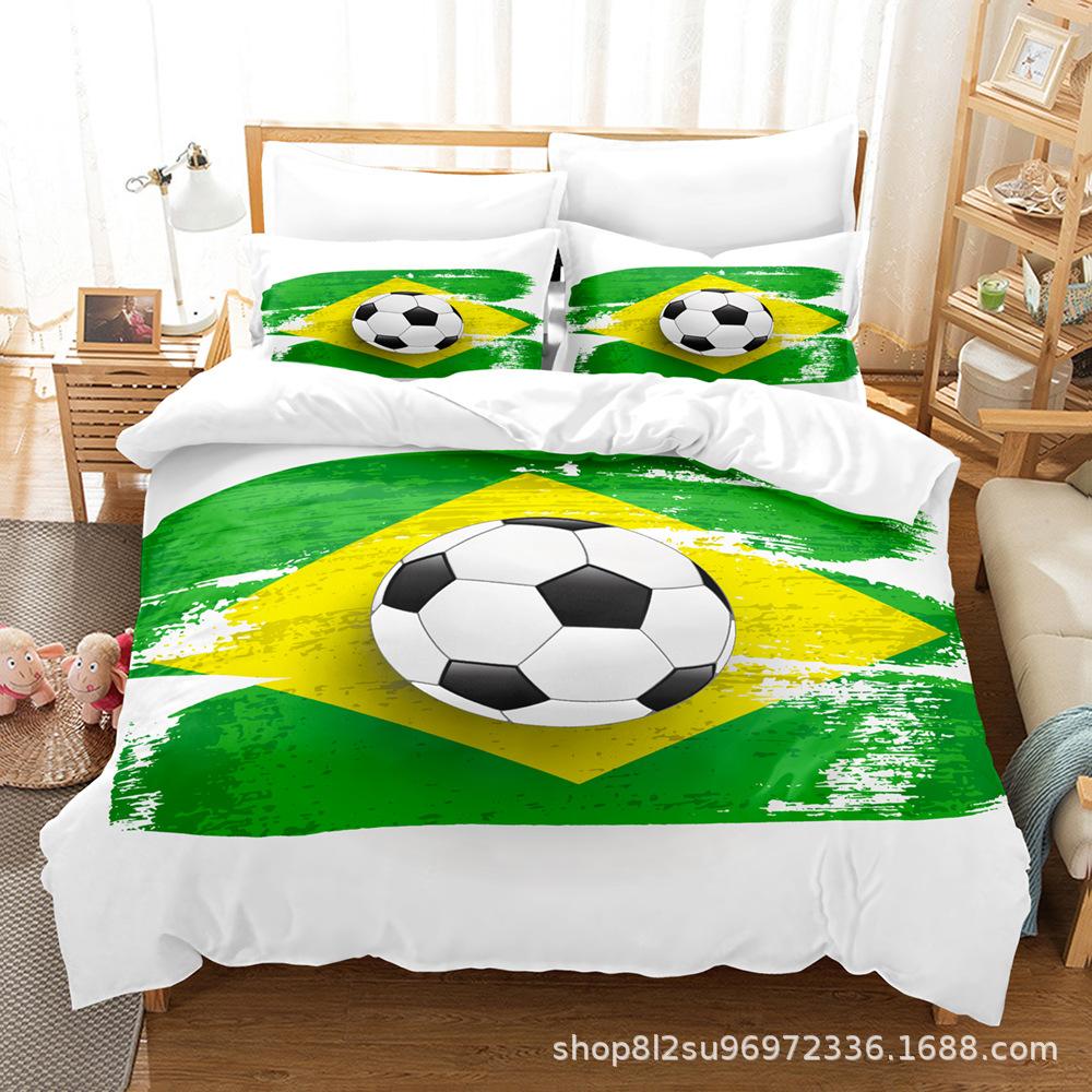 Комплект постельного белья 3D Football Series, спортивный пододеяльник и наволочка, 2/3 предмета, подходят для домашнего украшения комнат футбольных фанатов мальчиков