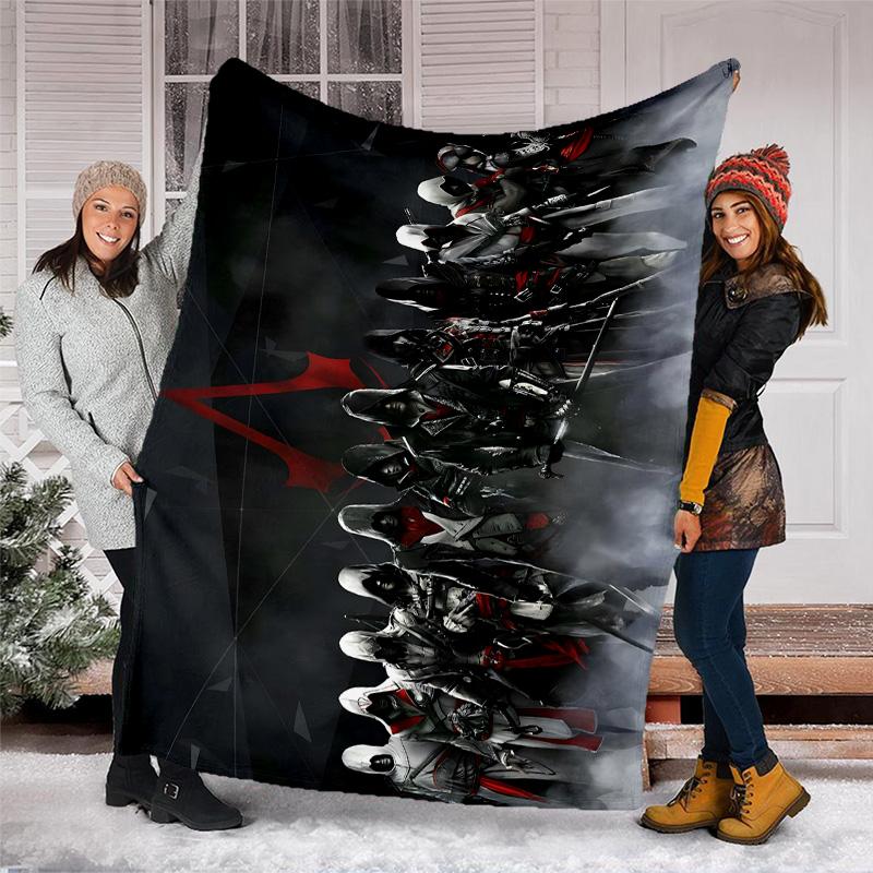 1pc Assassin's Creed Theme Blanket - Digital Print, Polyester, Cozy for All Seasons, Perfect for Outdoor, and Travel