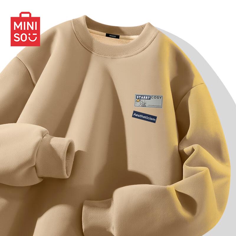 MINISO Men's Winter Fleece-Lined Crewneck Sweatshirt