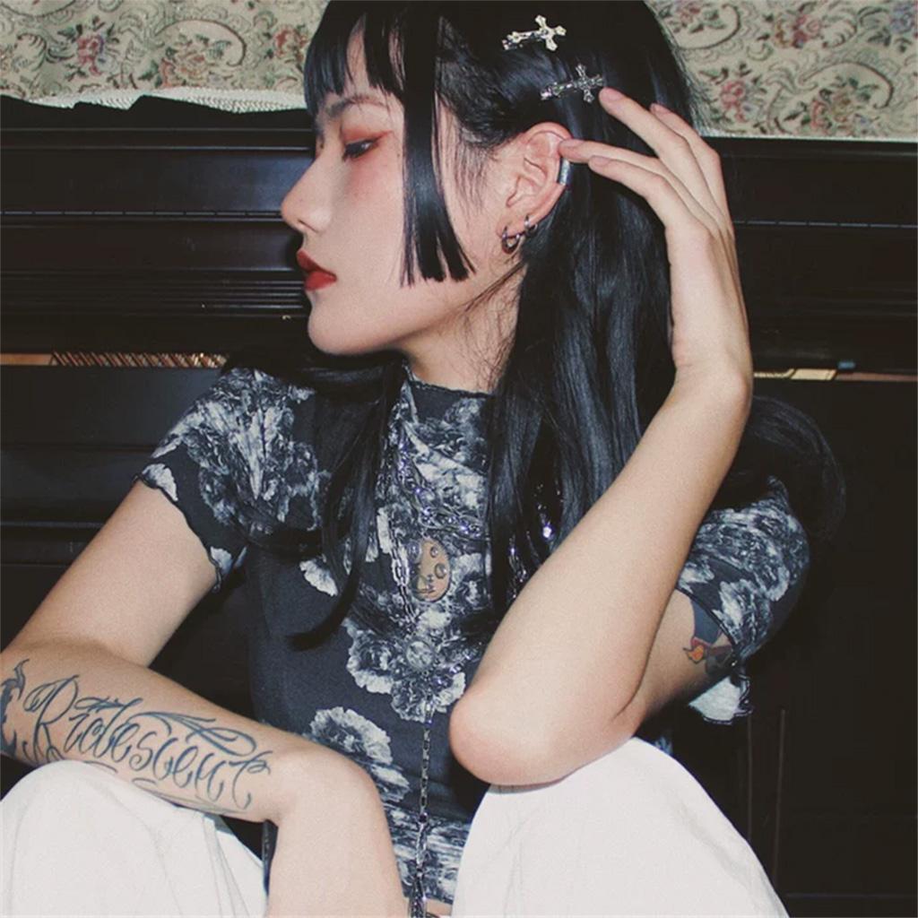 Готическая челка с перекрестной челкой, заколка в виде утконоса, винтажные заколки для волос, модный декор для хвоста на Хэллоуин, Нескользящие боковые заколки для волос для косплея