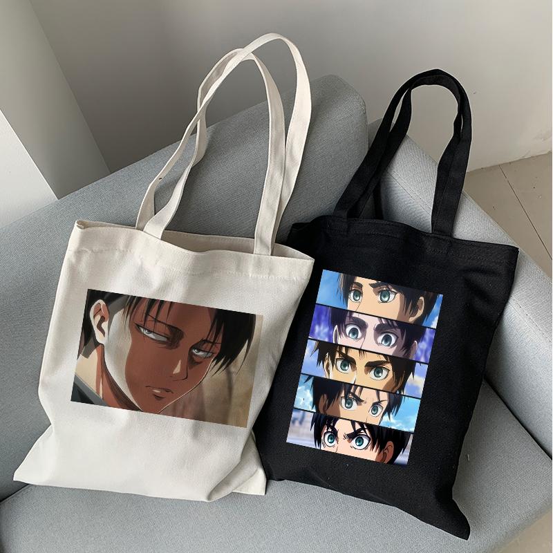 Anime Attack On Titan Fashion Punk Shopper Bag Harajuku Large Capacity Gothic Teenager Tote Bag Vintage Casual Women Canvas Bag