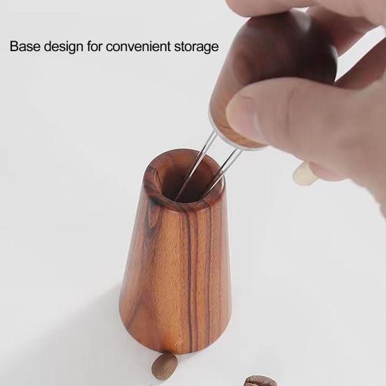 Инструмент для раздачи эспрессо с держателем, нержавеющая сталь 304, 8 игл, ручка из натурального дерева, порошок кофе эспрессо