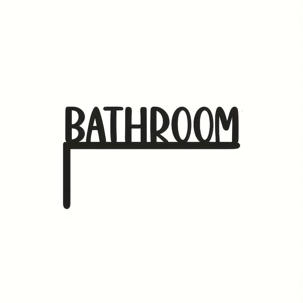 Elegant Metal Bathroom Door Sign, Wall-Mounted Iron Art Decorative Plaque with Floral Design, Suitable for Home Interior Decoration, Bathroom Decor