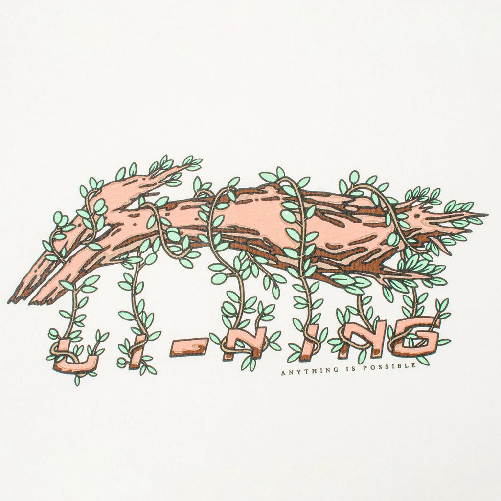 Li-Ning Vine Logo Printed Casual Short Sleeve T-Shirt Men Tops Off-White Green AHST447-5