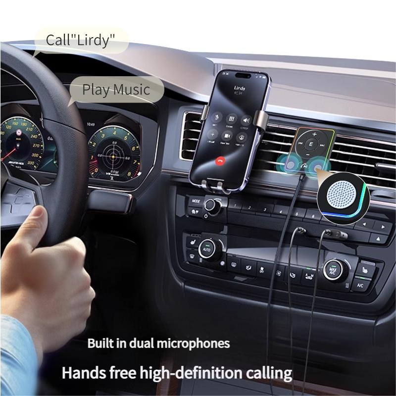 Автомобильный адаптер Bluetooth 5.4 с двойными микрофонами и шумоподавлением, автомобильный Bluetooth-комплект AUX для звонков в режиме громкой связи и стереоаудио
