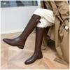 Fashion 2024 New Winter Women's Knee-High Riding Equestrian Boots Leather Platform Shoes Woman Long Boots Office Side Zip Lady Footwear