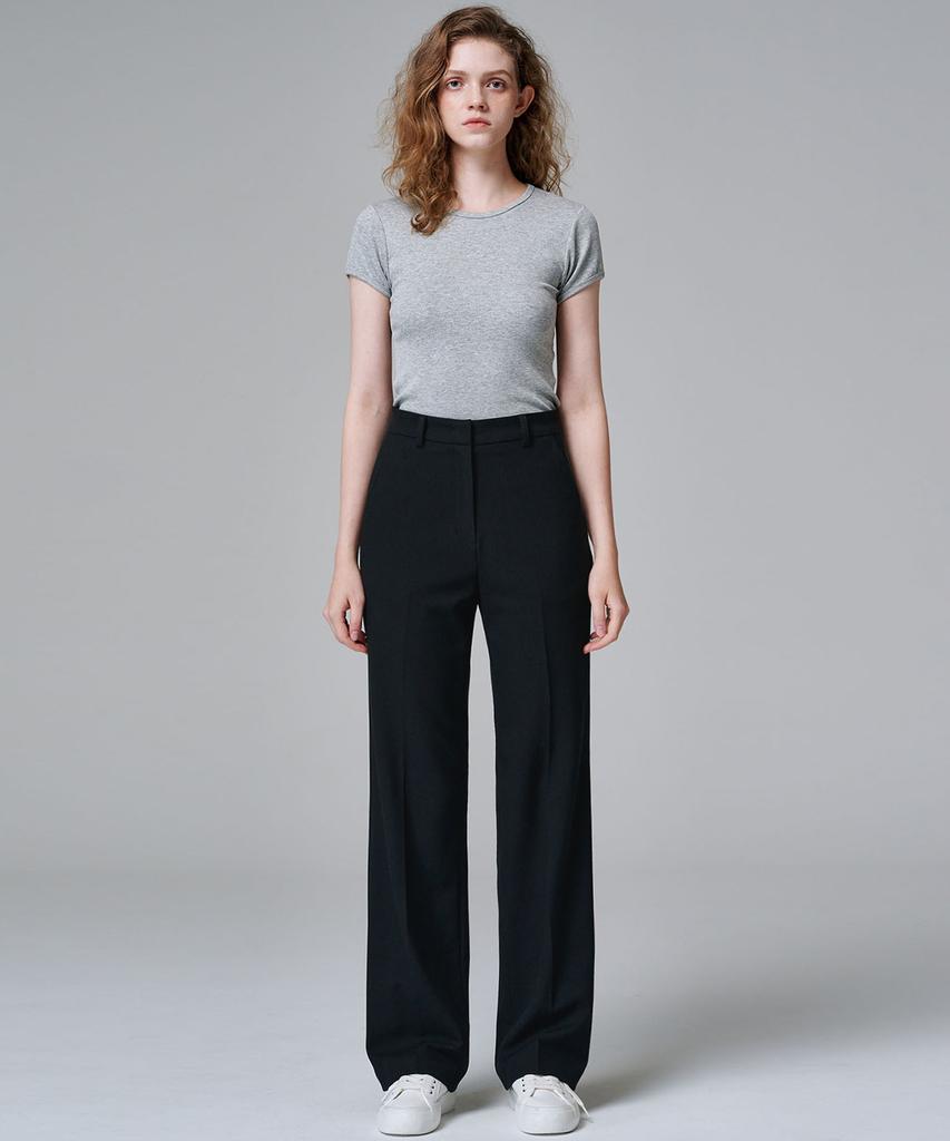 MALOUPE 2115 Stretch Semi-Wide Pants (Black)