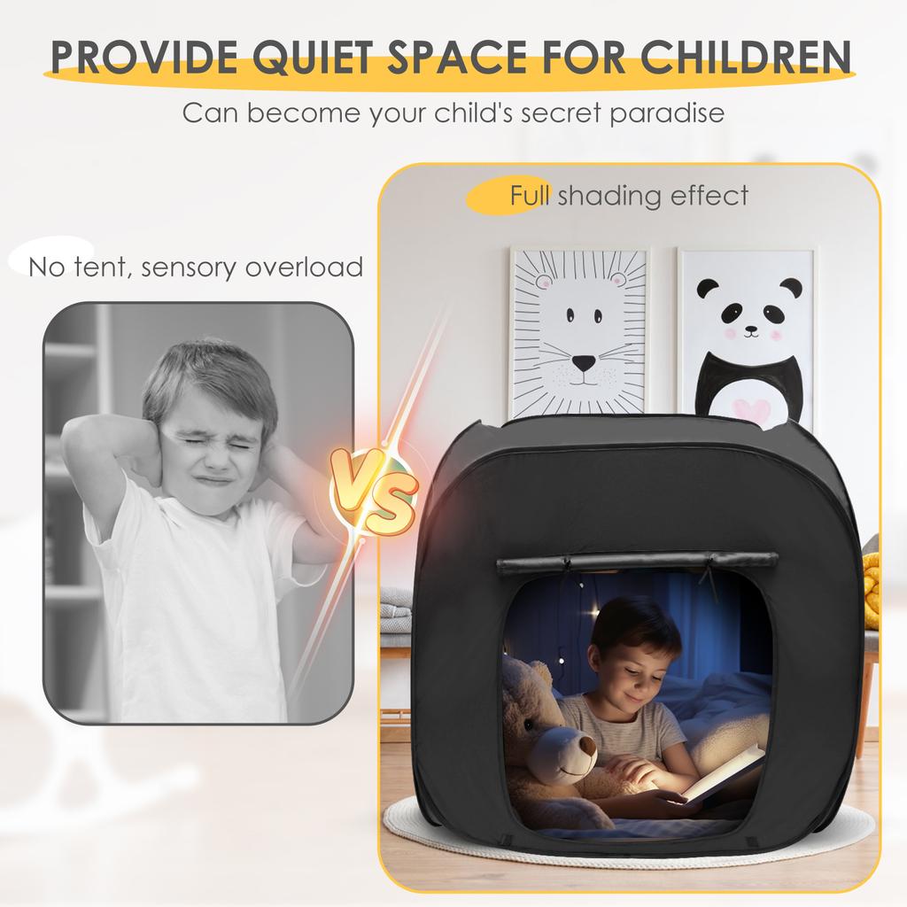 Сенсорная палатка, складная, выдвижная, портативная, из ткани Оксфорд, затемняющая, детская, для дома, для детей с аутизмом, помогает улучшить концентрацию внимания