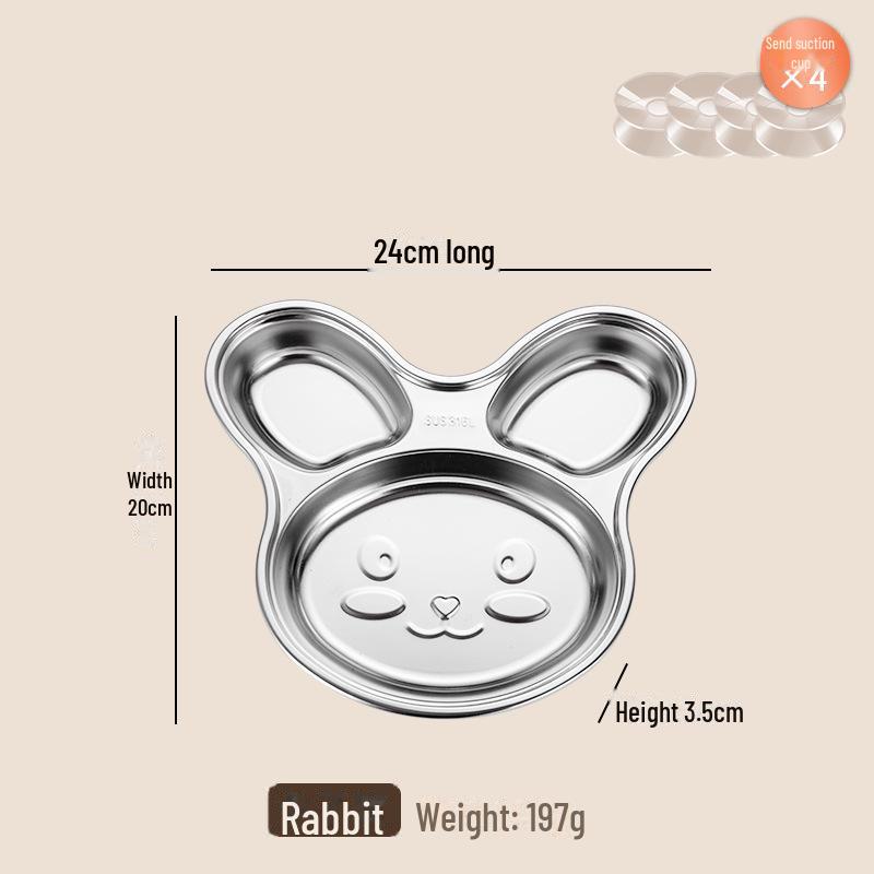 316 Stainless Steel Kids' Divided Dining Tray: Cute Cartoon Tableware for Home & Kindergarten
