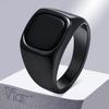 Vnox Punk Black Stone Rings for Men, Anti Allergy Stainless Steel Signet Ring, Finger Gifts for Him, Anel Masculino