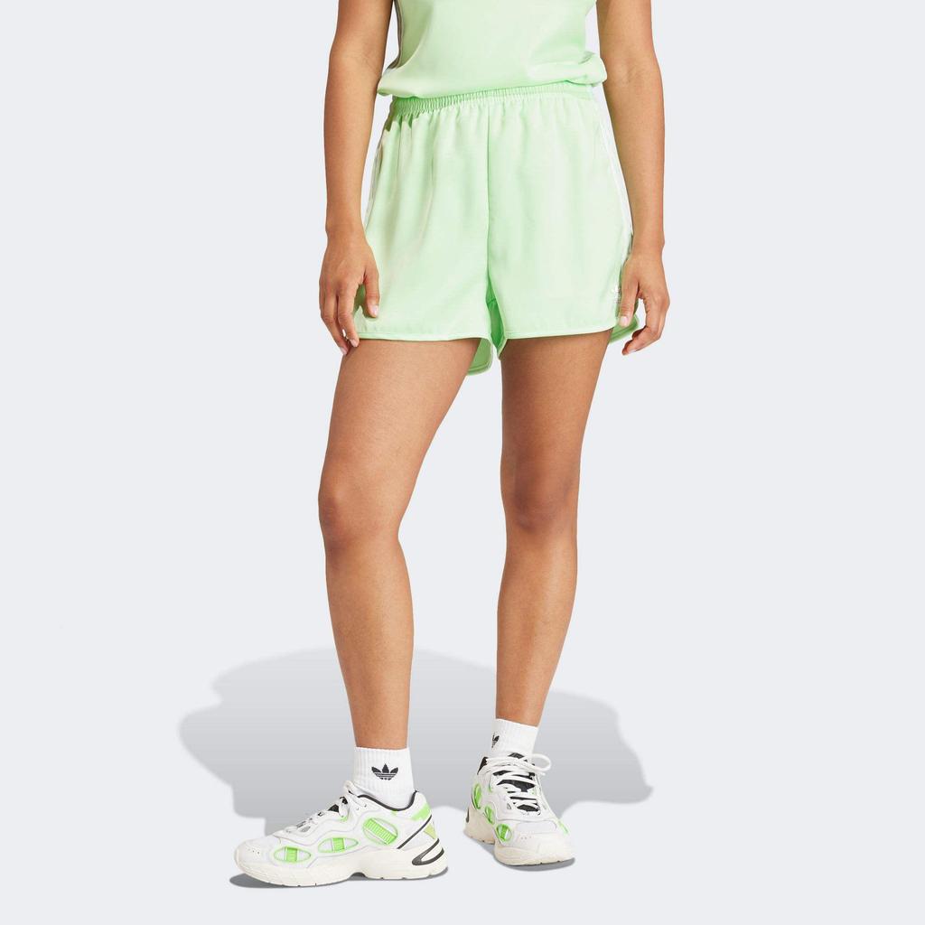adidas Оригинальные спортивные шорты с тремя полосками и цветными блоками, с эластичной резинкой на талии, прямые спортивные шорты, женские брюки, зеленые IP0712