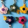 Multi-color Flower Keychain Tassels Flower Bag Pendant Cute PU Leather Key Ring  Couple