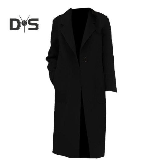 Женское зимнее пальто с отложным воротником, длинным рукавом, средней длины, плотное, однотонное, ветрозащитное, теплое, свободное, корейский стиль, с одним карманом на пуговицах, женское пальто