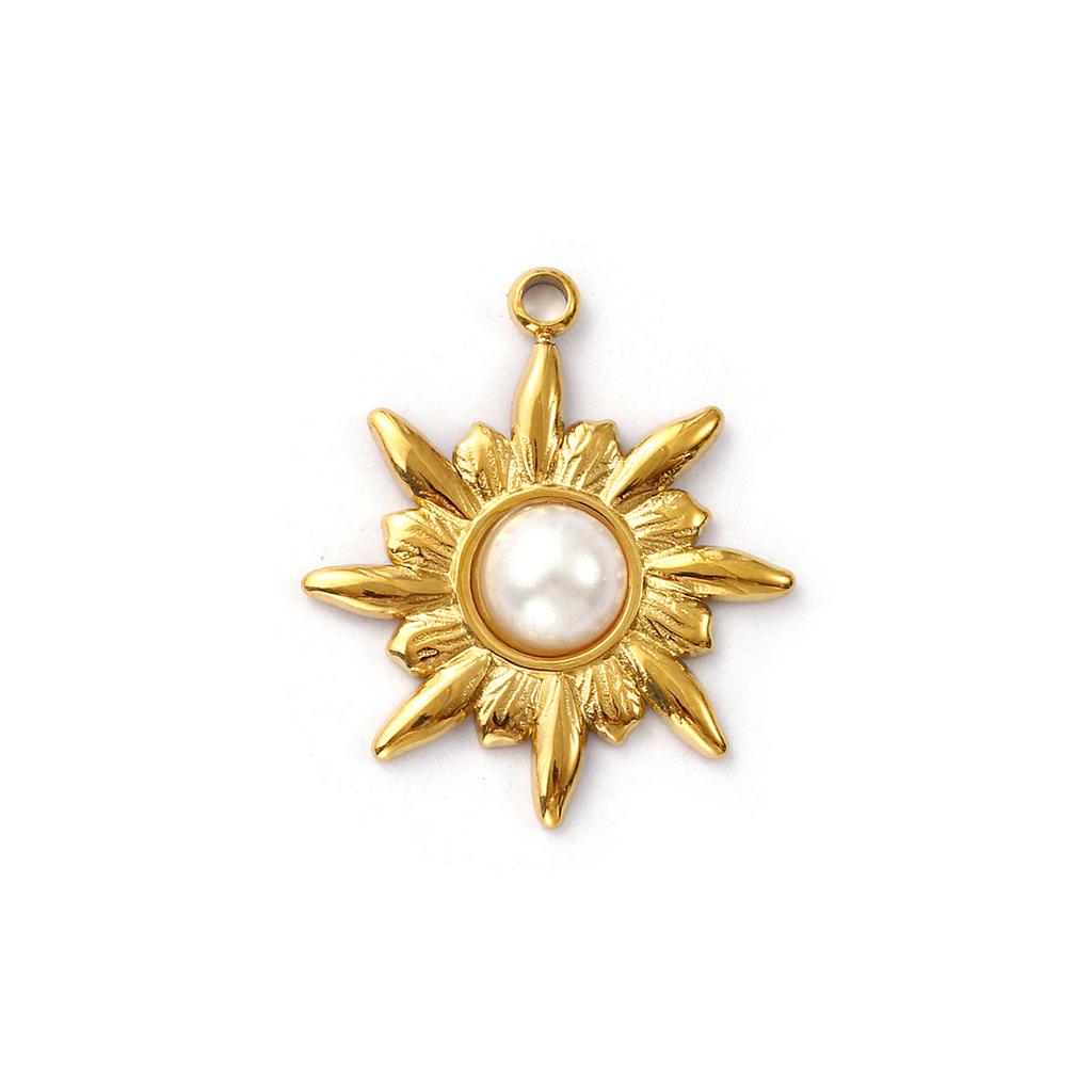 2 PCs 304 Stainless Steel Charms 18K Gold Plated White Acrylic Imitation Pearl Pendants For DIY Jewelry Making Necklace Findings