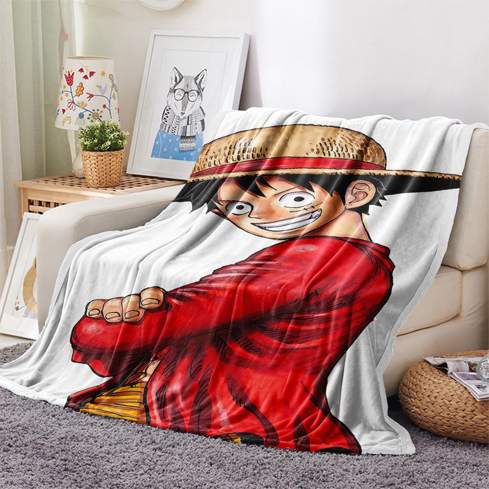 1PC One Piece Monkey D Luffy Patterned Flannel Blanket Suitable For All Seasons For Home Decor Warmth And Comfort Gifts Holiday Present