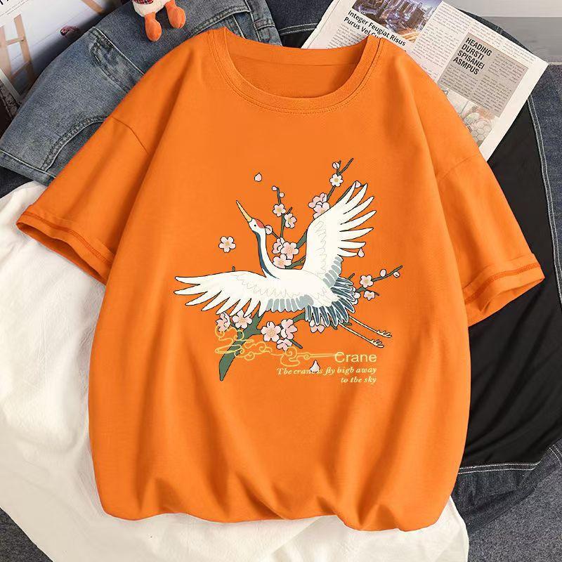 2024 Девушка Женщины Мультфильм Футболка Милые Футболки Хлопок Короткий Рукав Принт Топы