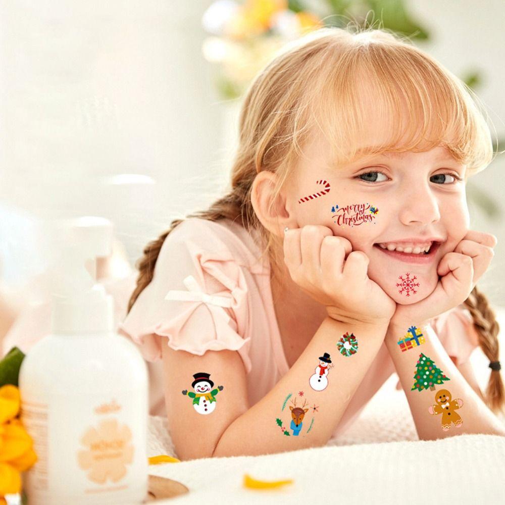10 шт., водонепроницаемые рождественские временные татуировки, водонепроницаемые рождественские подарки, руки, тело
