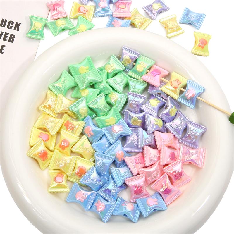 200Pcs Acrylic Coated Bunny Candy Beads for DIY Necklace Bracelet Earring Jewelry Making