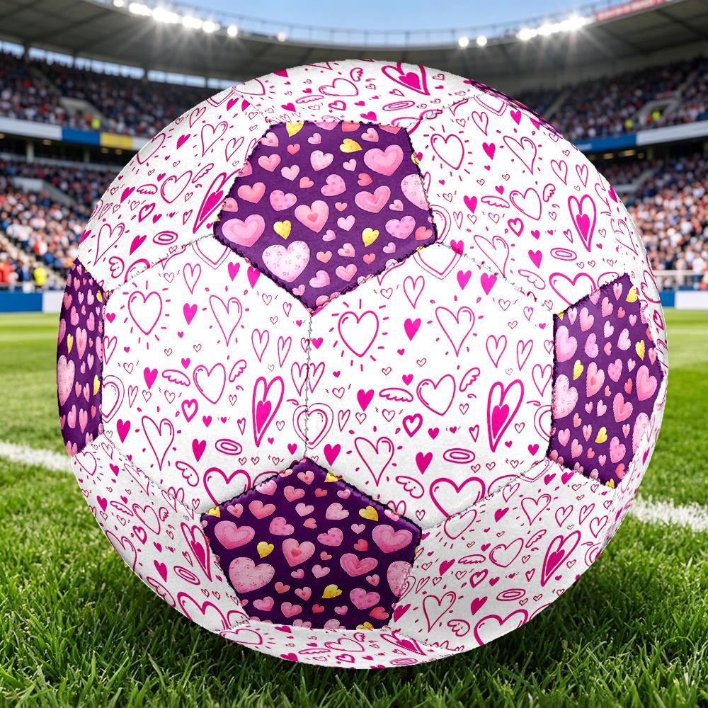 1PC Pink Hearts Colorful Heart Soccer Ball Size 5 Football Machine Sewn Indoor/Outdoor Universal Football A63