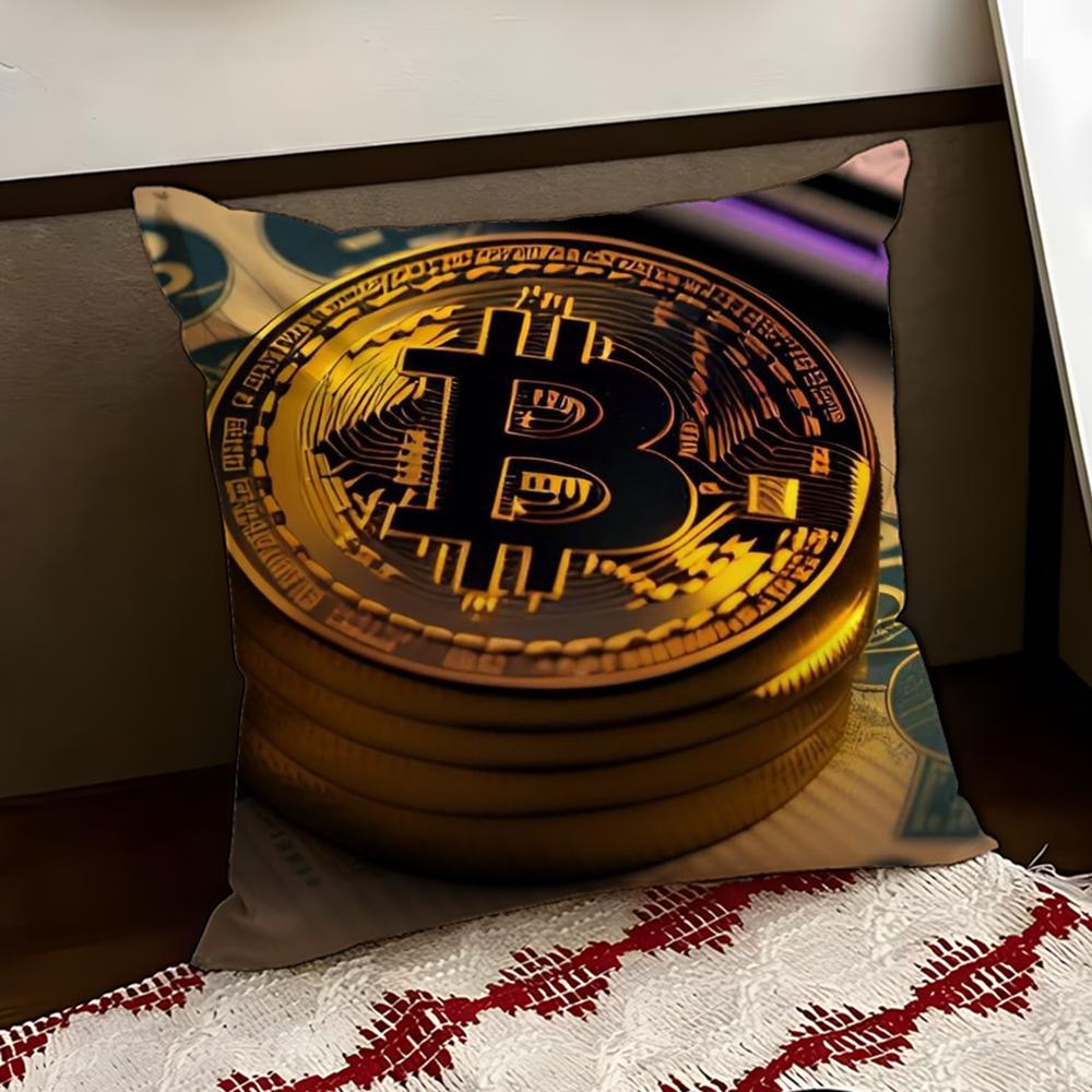 BBitcoin Криптовалюта Btc Наволочка Двусторонняя Мягкая Прочная Подушка Чехол для Дома Автомобиля Многосценарное Использование для Ежедневного Комфорта
