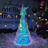 Светодиодная рождественская елочная игрушка, светящаяся многогранная фигурка рождественской елки со звездой наверху, праздничный декор для украшения домашнего стола