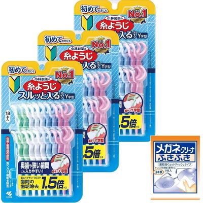 Зубная нить Kobayashi dental, проста в использовании даже в узких промежутках, 18 штук x 3 упаковки, бонус (оптовая закупка) Гладкое введение фармацевтического препарата,