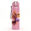 1PC Colorful Hummingbird Illustration 750ml Color Plastic Sports Water Bottle Leakproof Flip Straw Lid Suitable for Sports Office Home Use