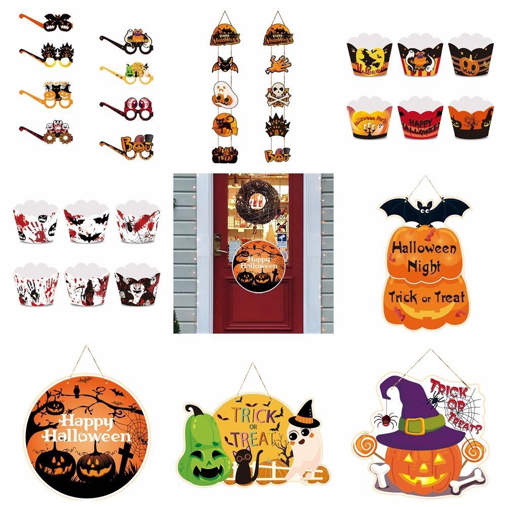 Ghost Haunted House Pull Flags Pumpkin Ghost Garden Banner Funny Halloween Flags  Party Supplies