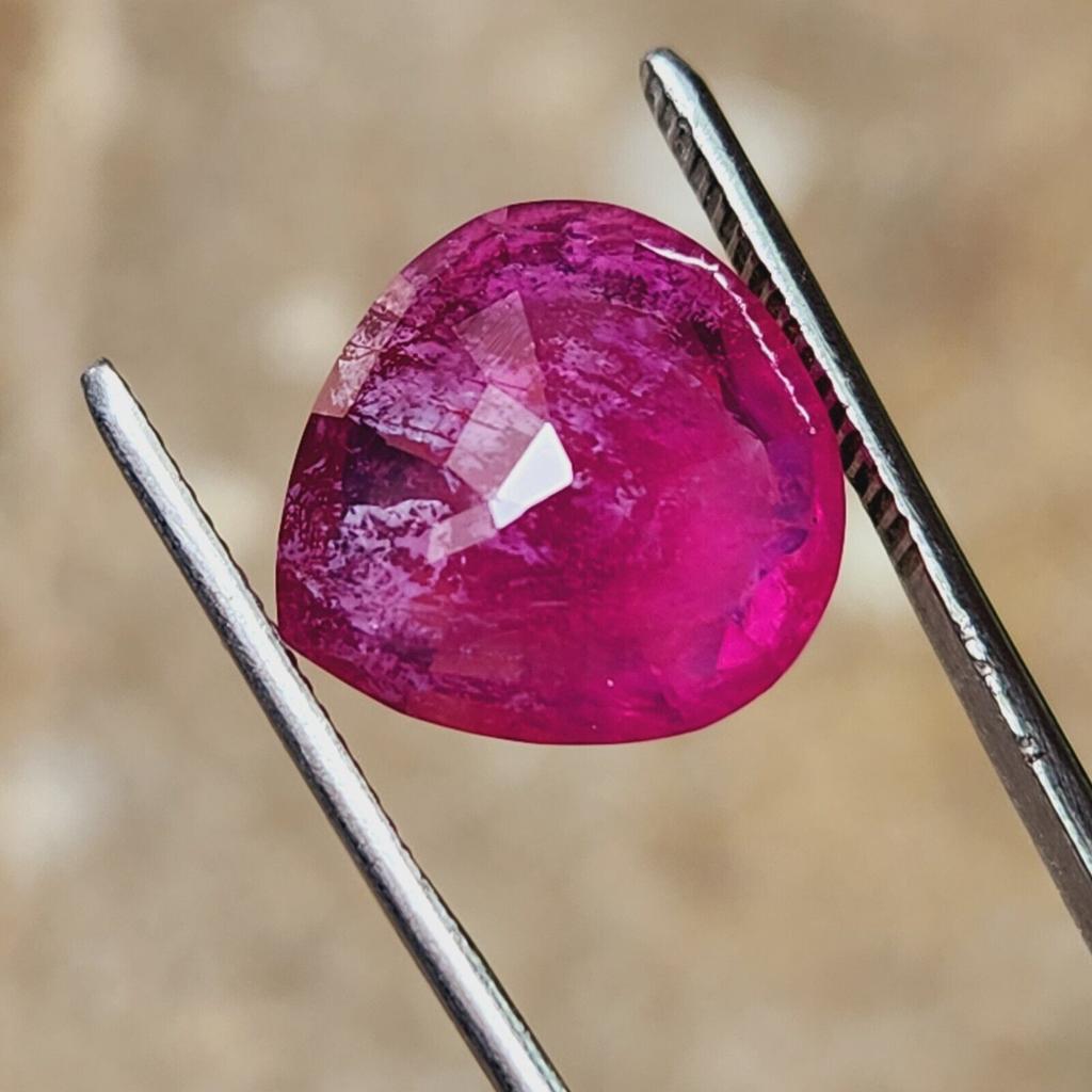 12 Cts Natural Mozambique Red Ruby Heart Shape Certified Heated Gemstone