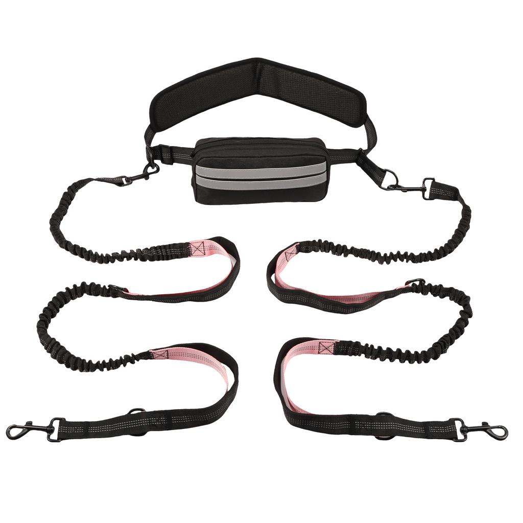 Поводок для собак Hands Free, светоотражающий поводок с поясной сумкой, выдвижной эластичный ремень, трос для тяги собак, для бега, прогулок, товаров для домашних животных