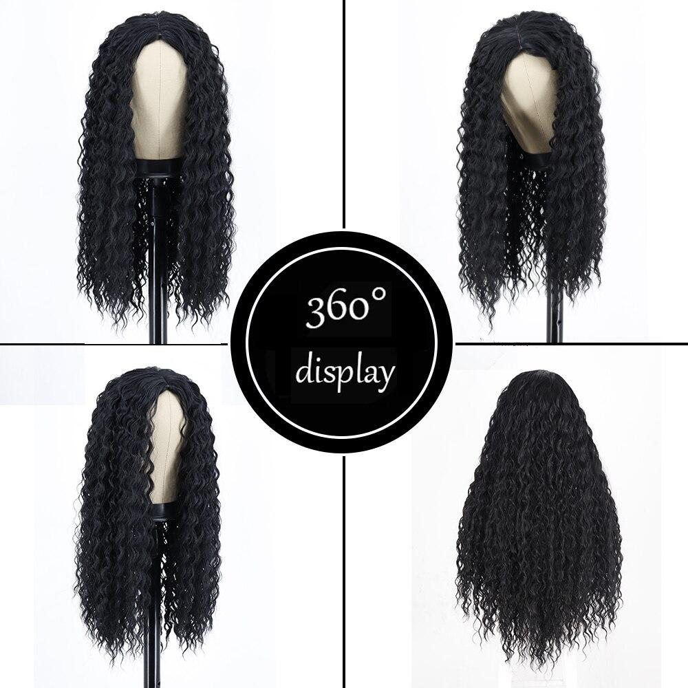 LISI HAIR Afro Women Curly Black Wigs Synthetic Heat Resistant Fiber Long Kinky Curly Wigs Long Wavy Wigs for Party Cosplay Daily Use