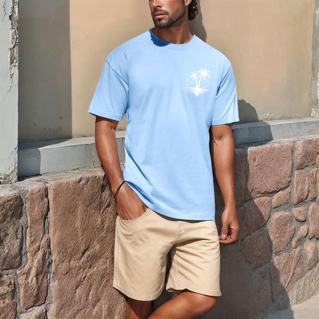 Summer Men's Popular T-shirt Printed Round Neck Short Sleeve T-shirt