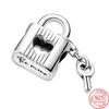 Новый замок ключ шарм 925 стерлингового серебра оригинальный браслет шарм бусины для женщин ювелирные изделия подарки