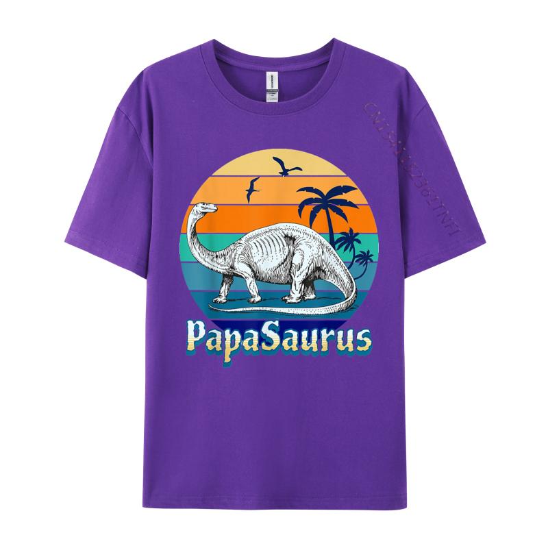 Papasaurus Dad Daddy Papa TShirts Vintage Beach Sunset Cartoon Printed T Shirts Street T Shirts 2024 New