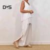 Two Piece Outfits for Women Casual Sleeveless Irregular Top Wide Leg Pants Set Loose Lounge Suit for Summer