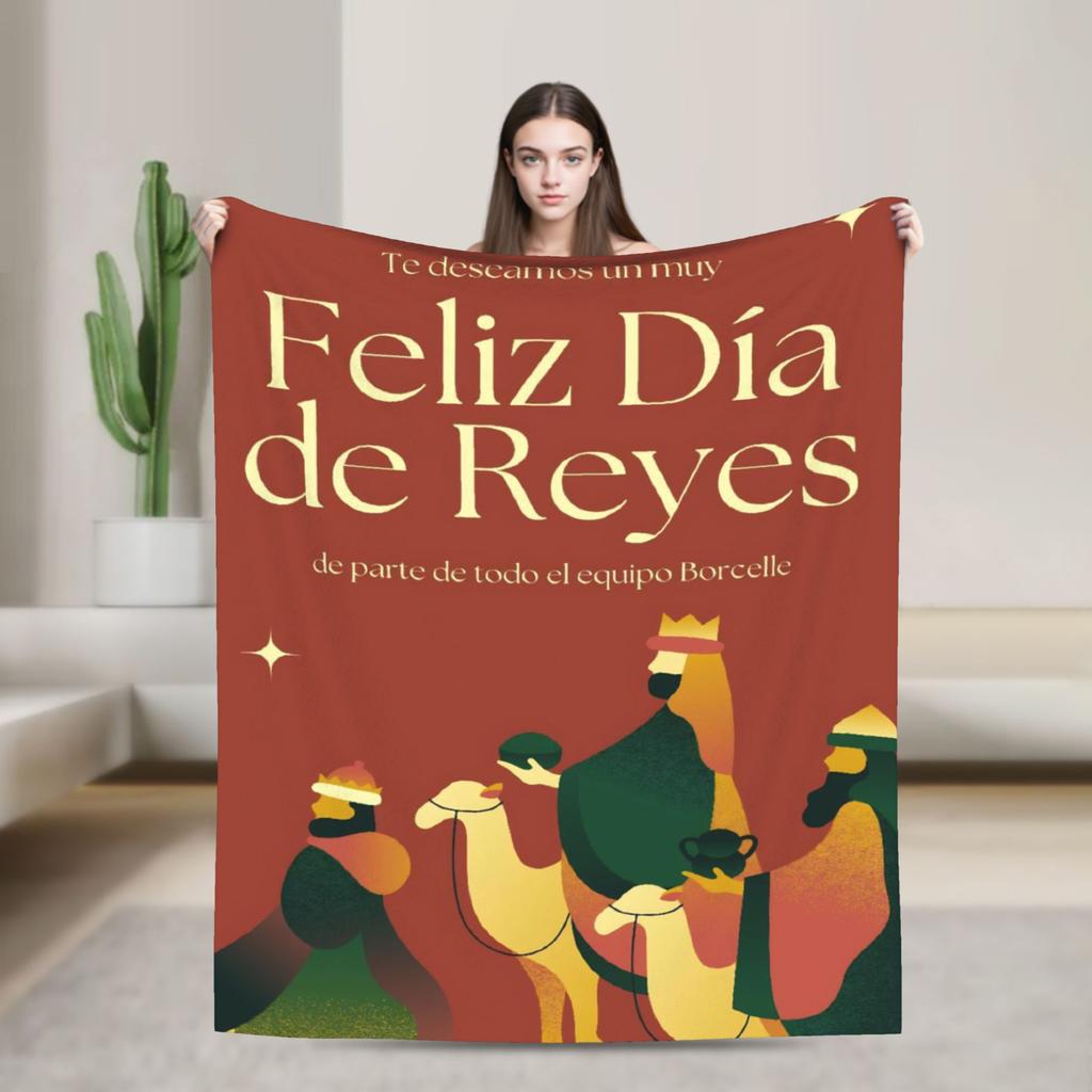 Día de los Reyes Magos Throw Blanket for Couch Fuzzy Soft Plush Blanket 50x60 Inches Multi-size Bedspread for All Seasons