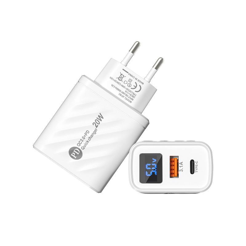 PD Type-C USB Быстрая зарядка 3.0 Настенное зарядное устройство для телефона 20 Вт Быстрая зарядка Цифровой дисплей Адаптер зарядного устройства