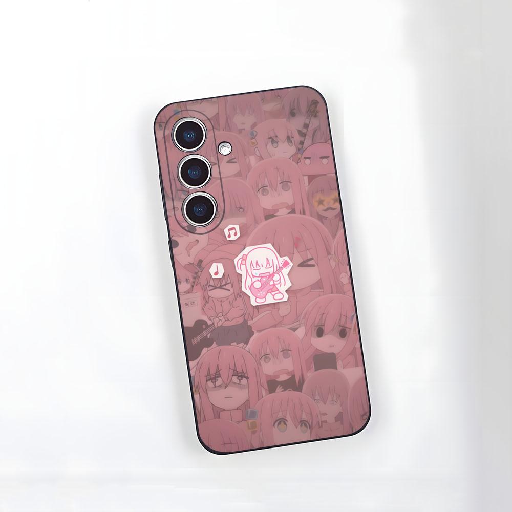 Чехол для телефона Bocchi The Rock из аниме для Samsung S26 S25 S24 FE S23 S22 S21 Plus S20 Ultra Note20Ultra Черный Мягкий
