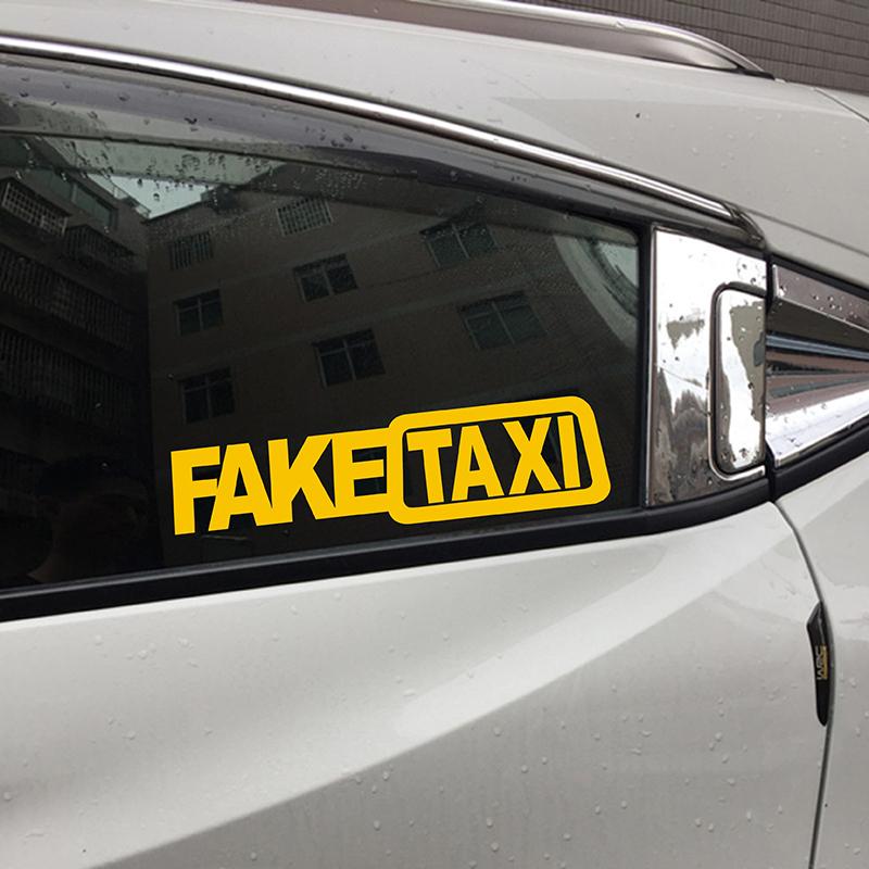Funny FAKE TAXI Car Auto Sticker FakeTaxi Decal Emblem Self Adhesive Vinyl Universal For BMW Ford Toyota VW Honda Kia Opel Kia