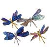 Cross-border Bestseller Natural Crystal Black Tourmaline-plated Dragonfly Blue Feather Crystal Carving Home Decor Animal