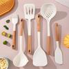 6-Piece Silicone Wood Spoon Set: Food-Grade, Heat-Resistant, Non-Stick Cooking Utensils with Storage