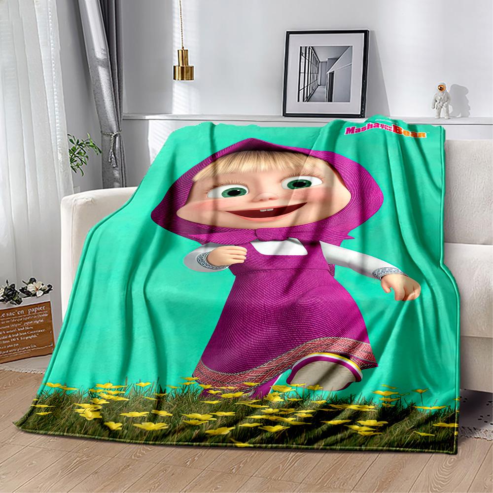 Masha Bear Blanket Soft & Cozy Great for Seaside Office Office Chair All-Season Use Modern Style Ideal Gift For Birthday Valentine'S Day