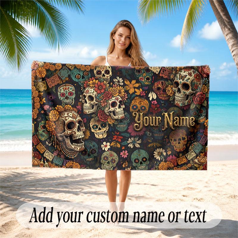 Celebration Theme Beach Towel Personalized Custom Name & Text Soft Quick Dry Beach Towel for Swimming Travel