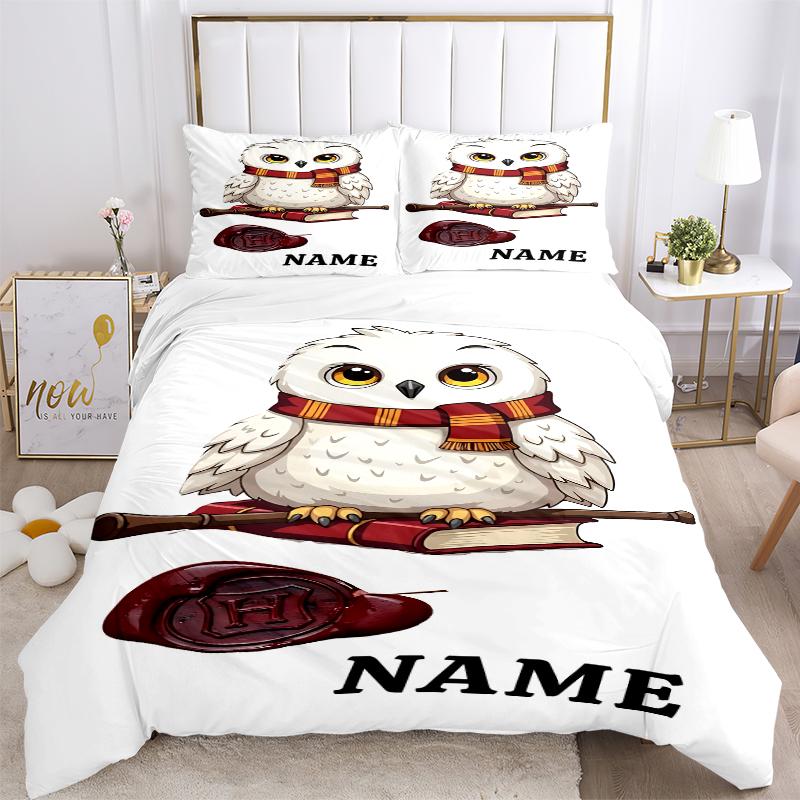 Custom Name Cartoon Harryl Bedding 3 Piece Set HD Print Duvet Cover Pillowcases for Teens Adult Bedroom Decoration
