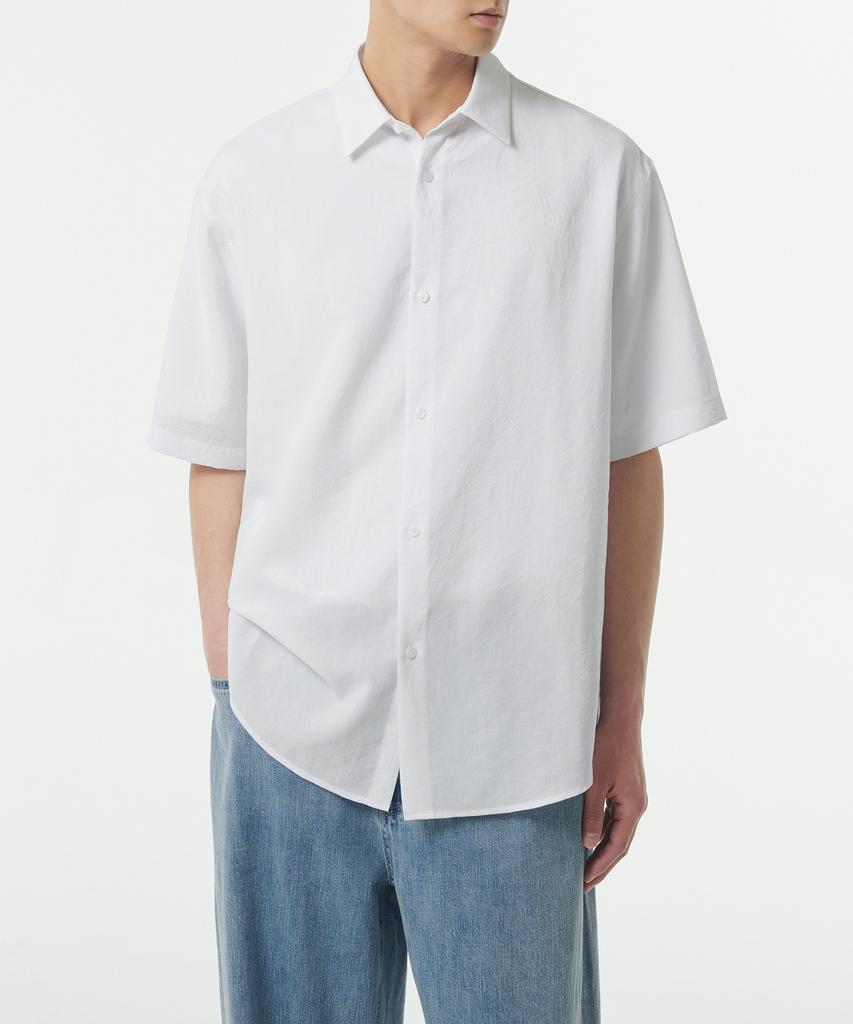MUSINSA STANDARD Relaxed Linen-Like Short Sleeve Shirt [White]