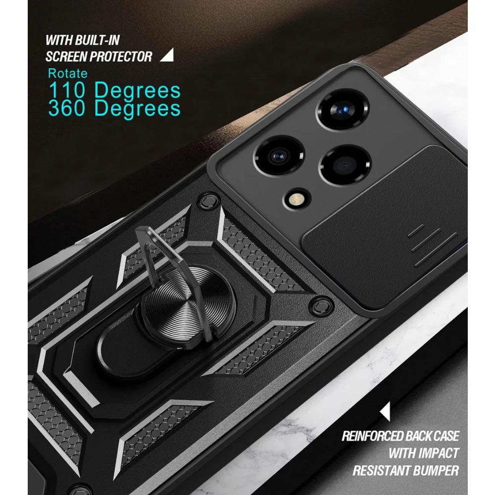 Военный защитный чехол для камеры Honor 200 Lite 90 Lite Honor X6A X5 Plus X7A X8A X6S X8 X9 X6 Гибридный металлический держатель с кольцом противоударный чехол