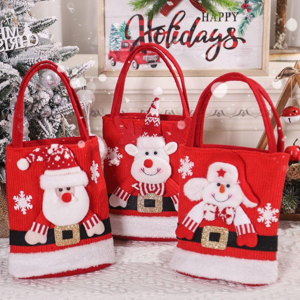 Santa Claus Candy Tote Bag Large Capacity Christmas Gift Bag Portable Christmas Handbag Sack