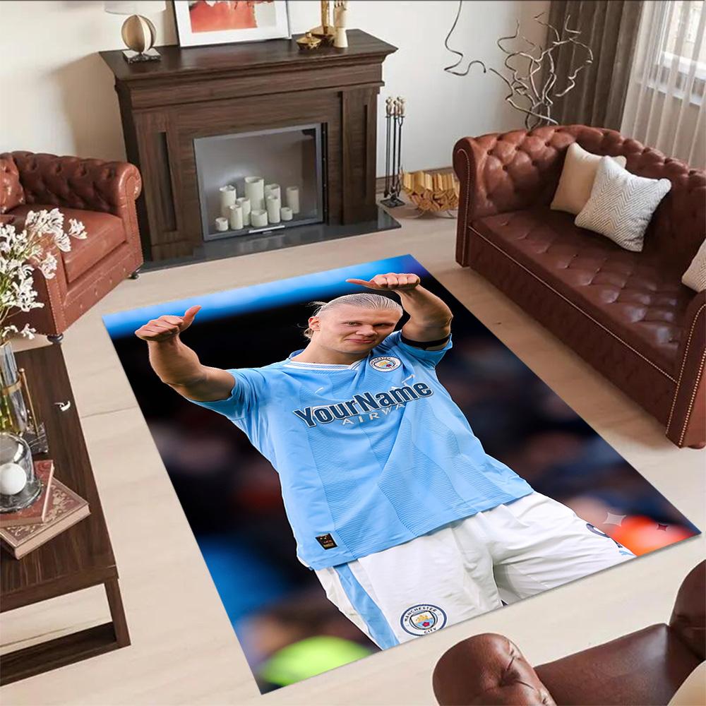 Haaland 207 Customize Your Name Floor Rug Office Rug Design for Kitchen Game Room Outdoor Bedrooms Antislip Carpet Anime Office Decor
